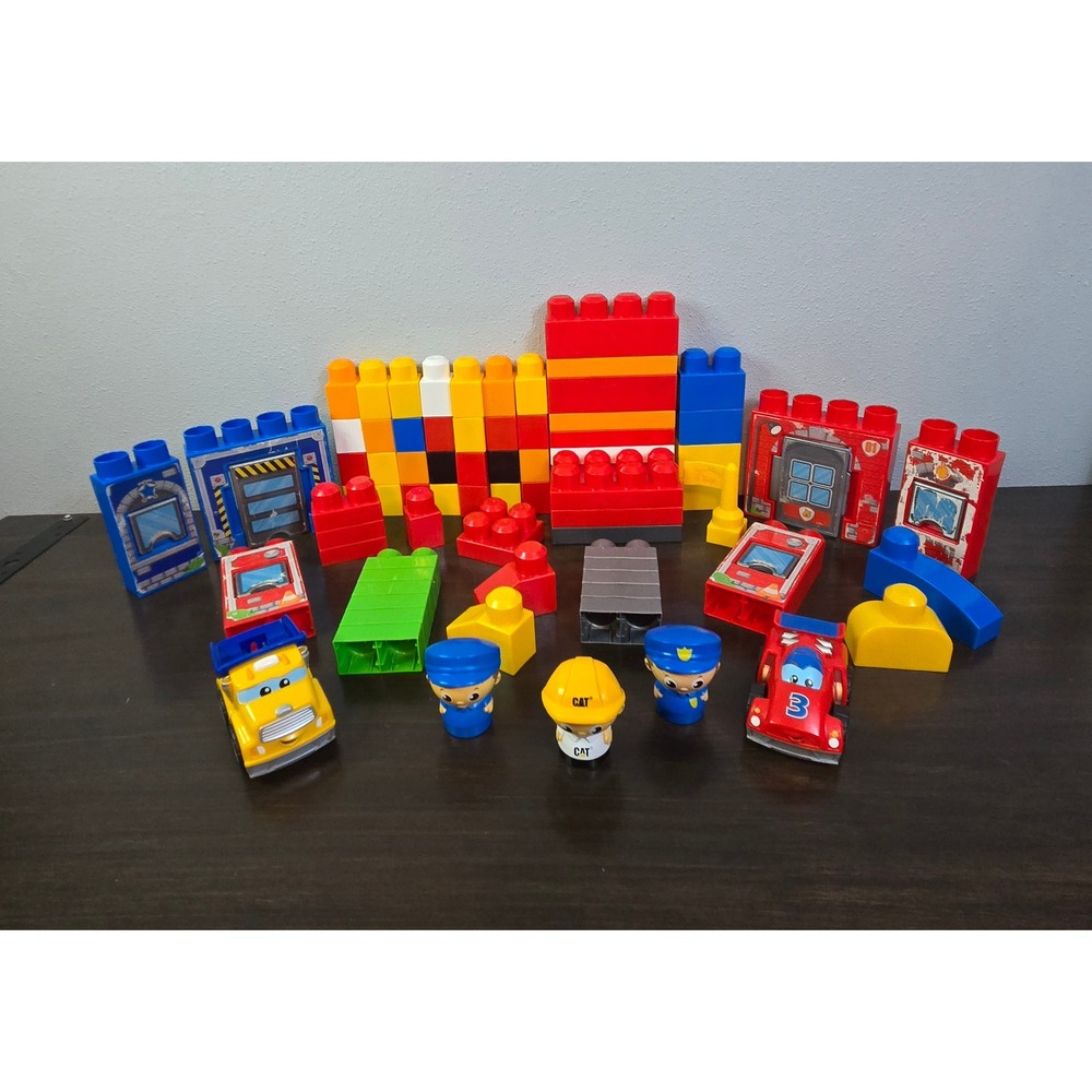 Mega Bloks First Builders Mixed Lot CAT Construction Police Fire Station Figures
